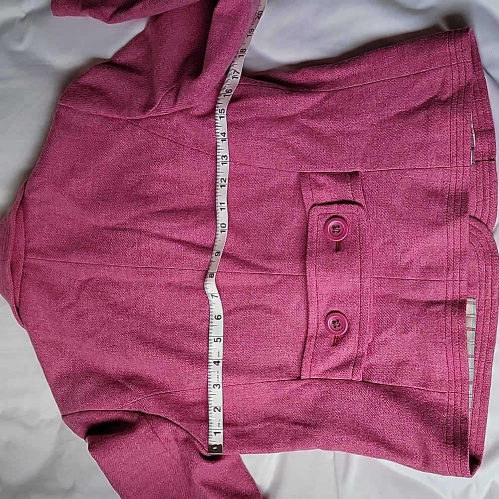 GAP WOOL Pink Plaid Check Lined Jacket Coat Women's Small